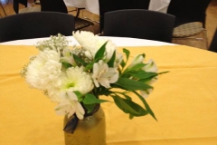 white flowers in glitter vase