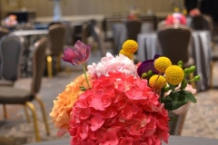 Davies OBrien Wedding at Intercontinental Hotel floral centerpieces and balloon wall (73)