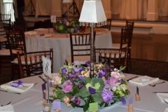 purple peach wedding.founders hall.flowers by holland.centerpieces1